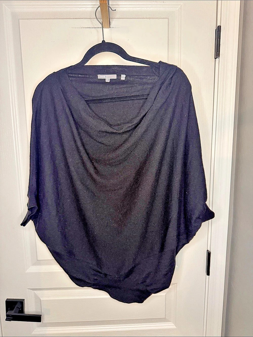 Vince Black Draped Neck Dolman Sweater Size Large